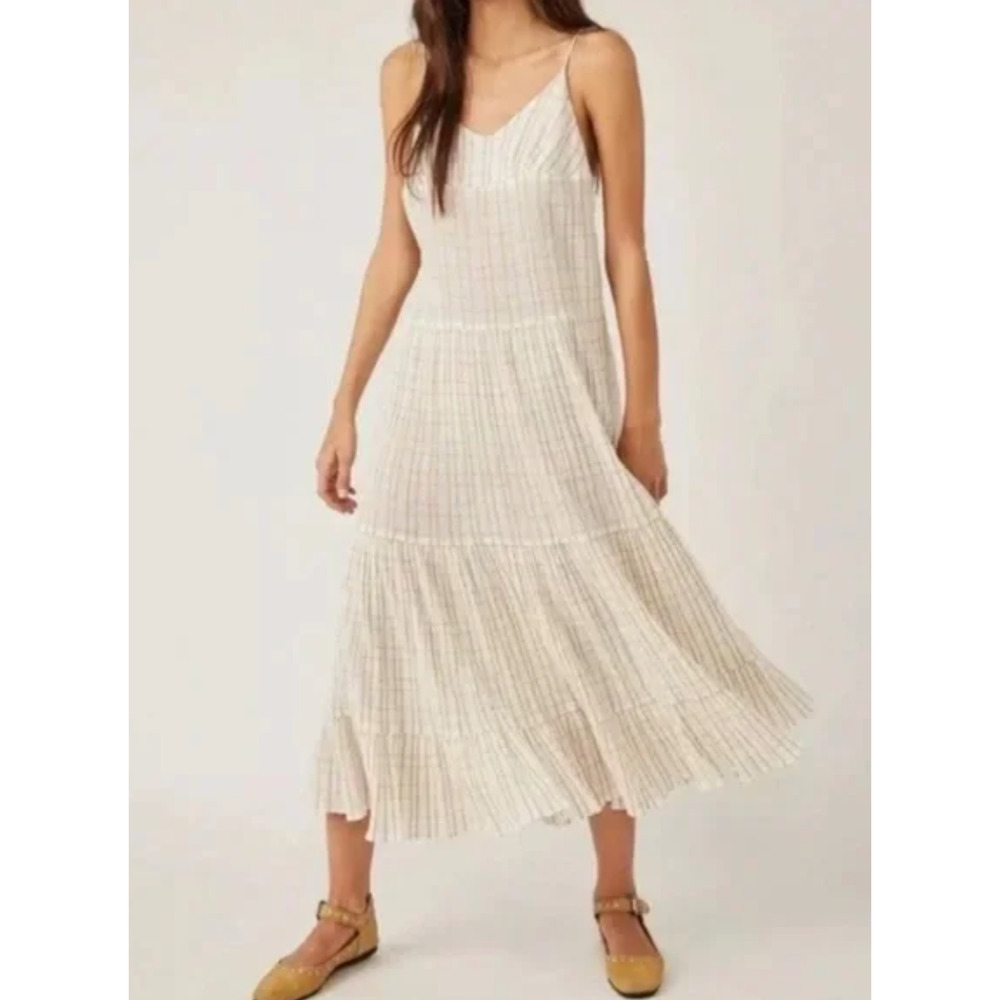 NEW FREE PEOPLE CANVAS COMBO MARIGOLD MAXI DRESS SZ S